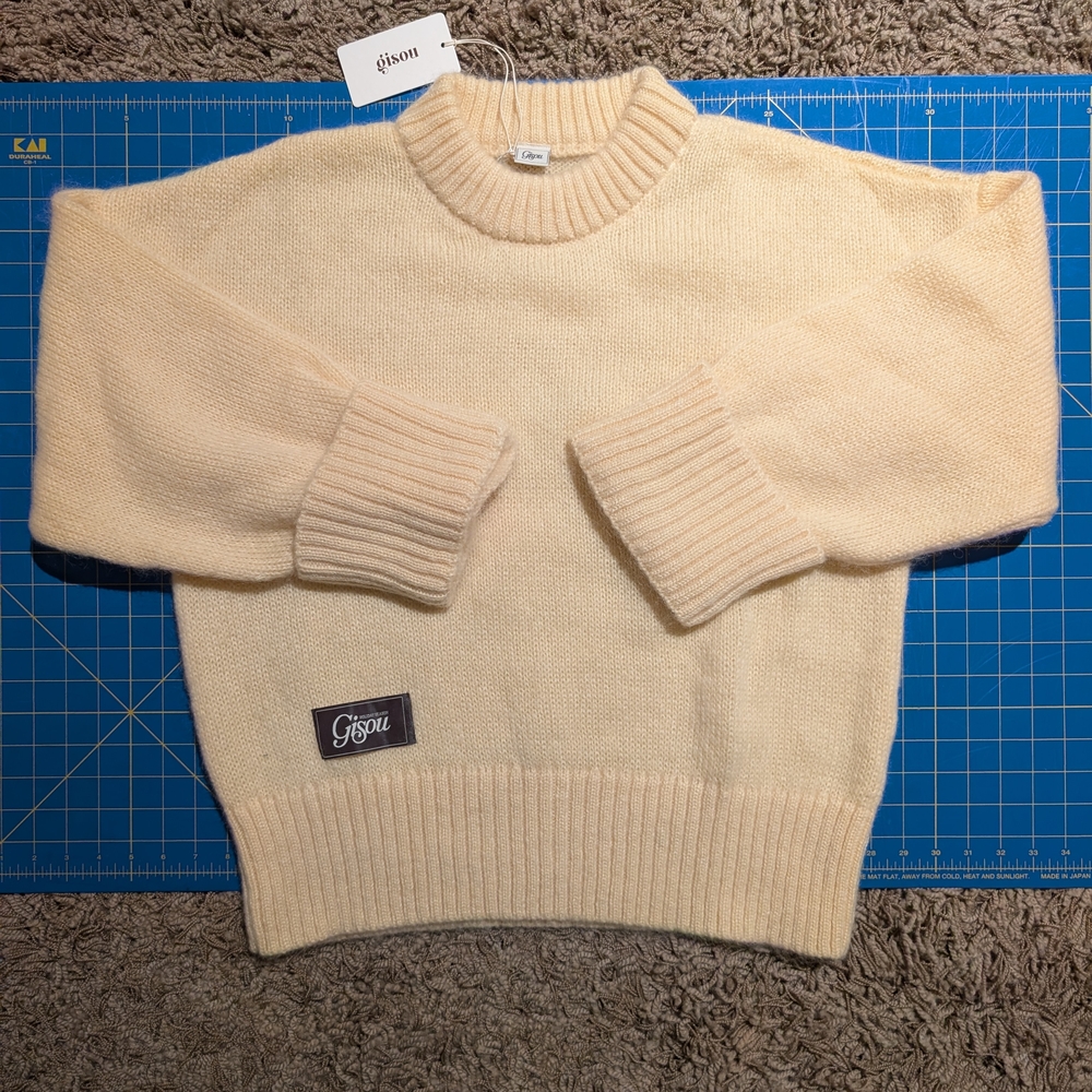 2025 GISOU Holiday Mohair Wool Sweater Yellow Honey Butter